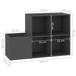 Grauer Schuhschrank für den Flur, 105 cm