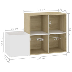 Weißer Schuhschrank mit Eichen-Optik
