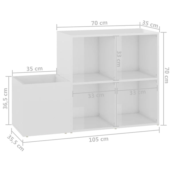 Hochglanz Schuhschrank Weiß, 105 cm