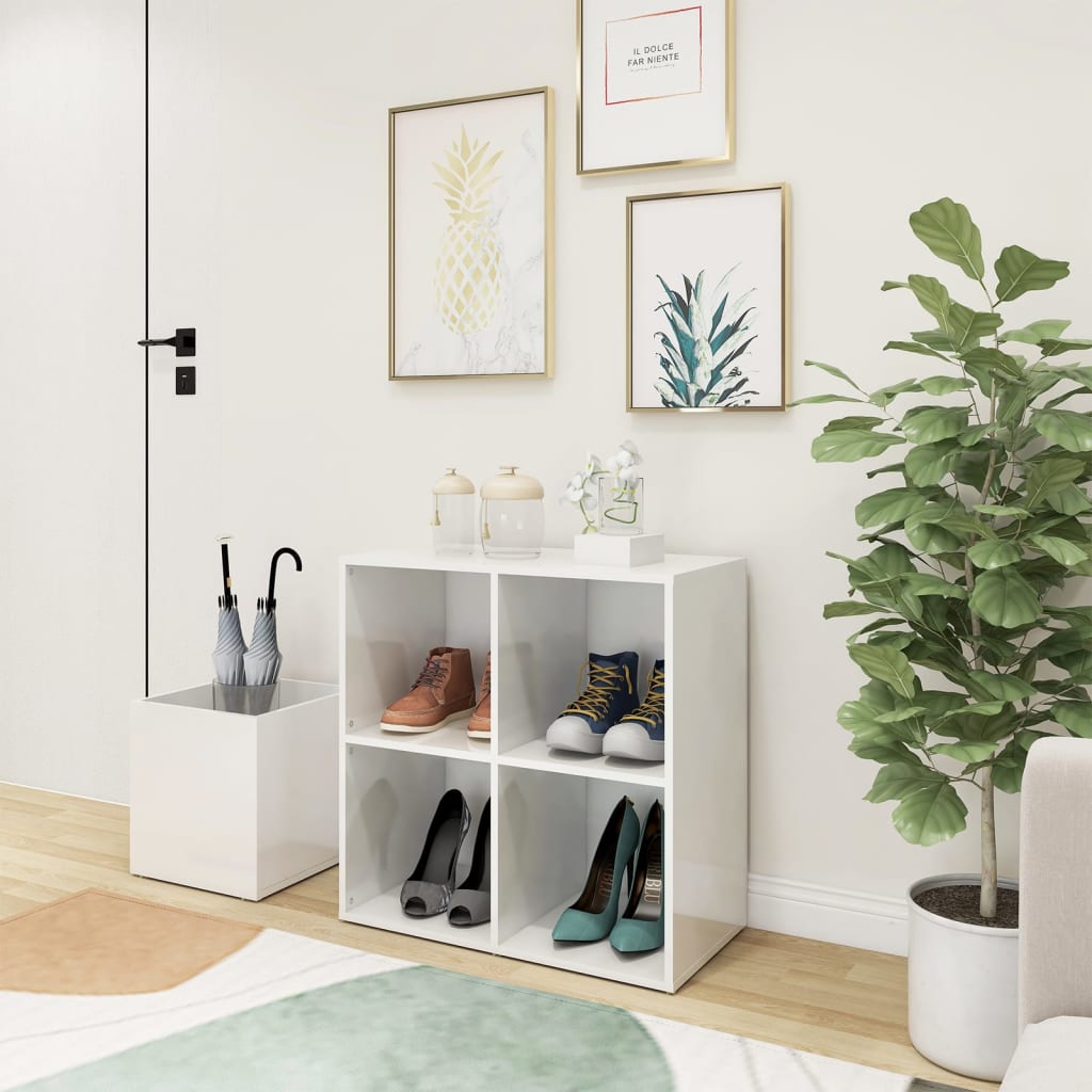 Hochglanz Schuhschrank Weiß, 105 cm