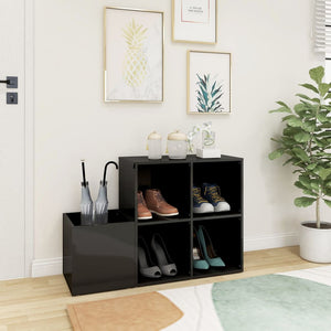 Hochglanz Schuhschrank Grau 105cm