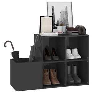 Hochglanz Schuhschrank Grau 105cm