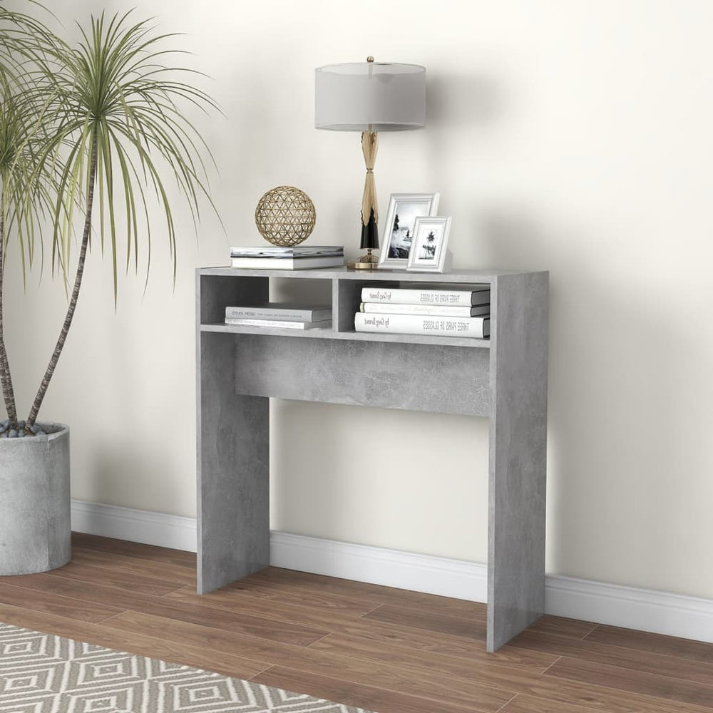 vidaXL Table console Gris béton 78x30x80 cm Bois d'ingénierie