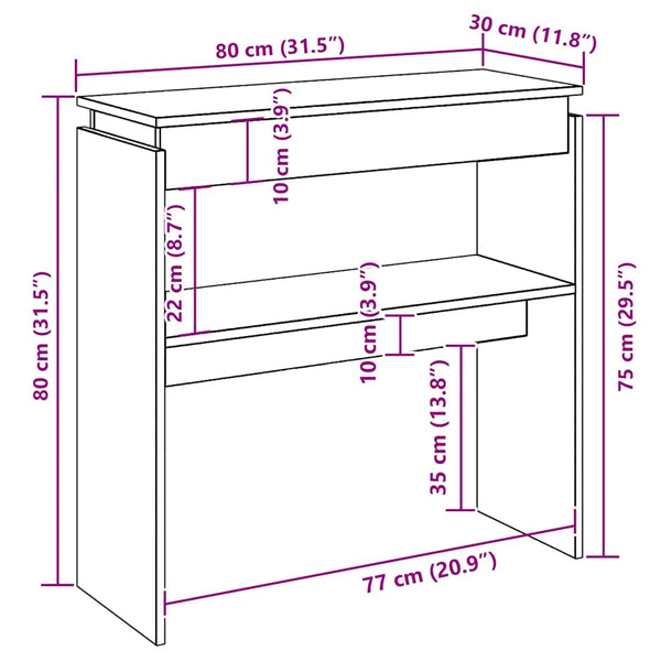 Weißer Konsolentisch 80 cm