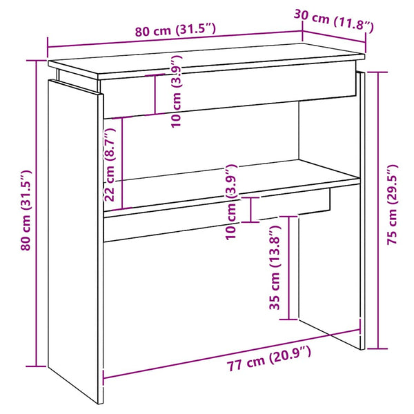 Konsolentisch Sonoma Eiche 80 cm