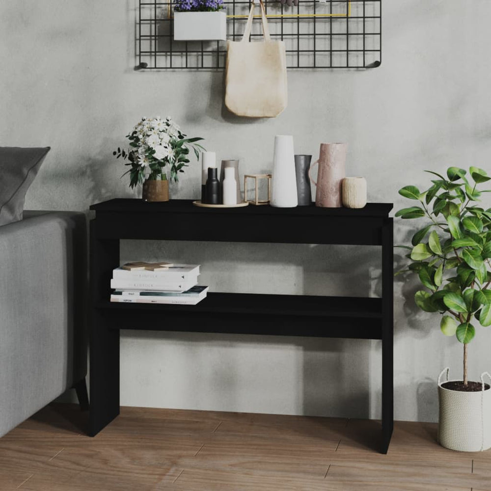 vidaXL Console de table Noir 102x30x80 cm Bois d'ingénierie