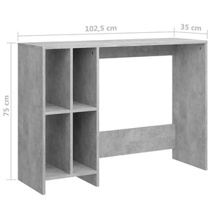 Betongrauer Computertisch, 102,5 cm