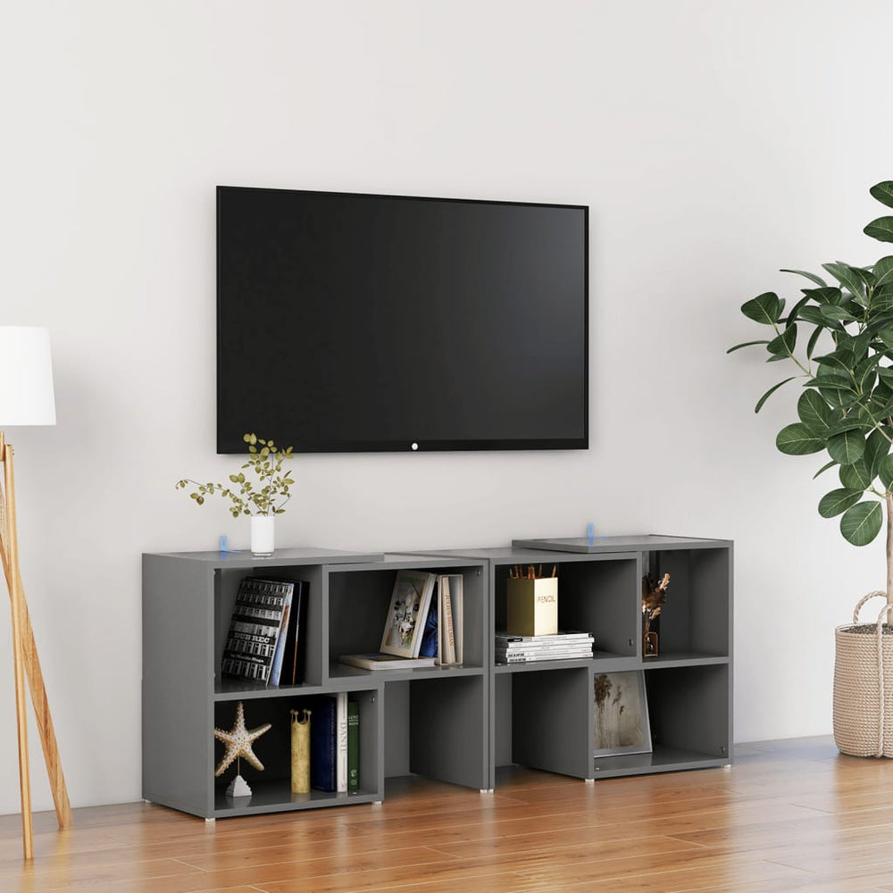 vidaXL Meuble TV gris 104x30x52 cm Aggloméré