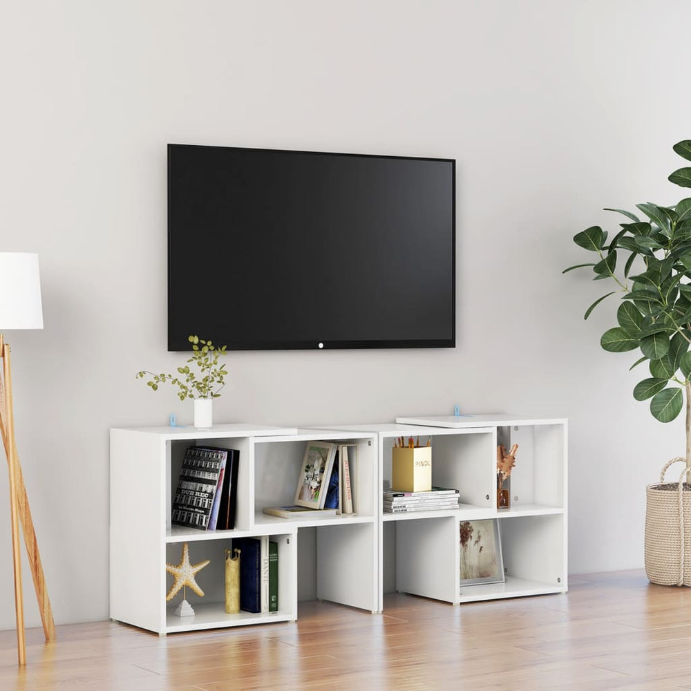 Meuble TV vidaXL blanc brillant 104x30x52 cm Aggloméré