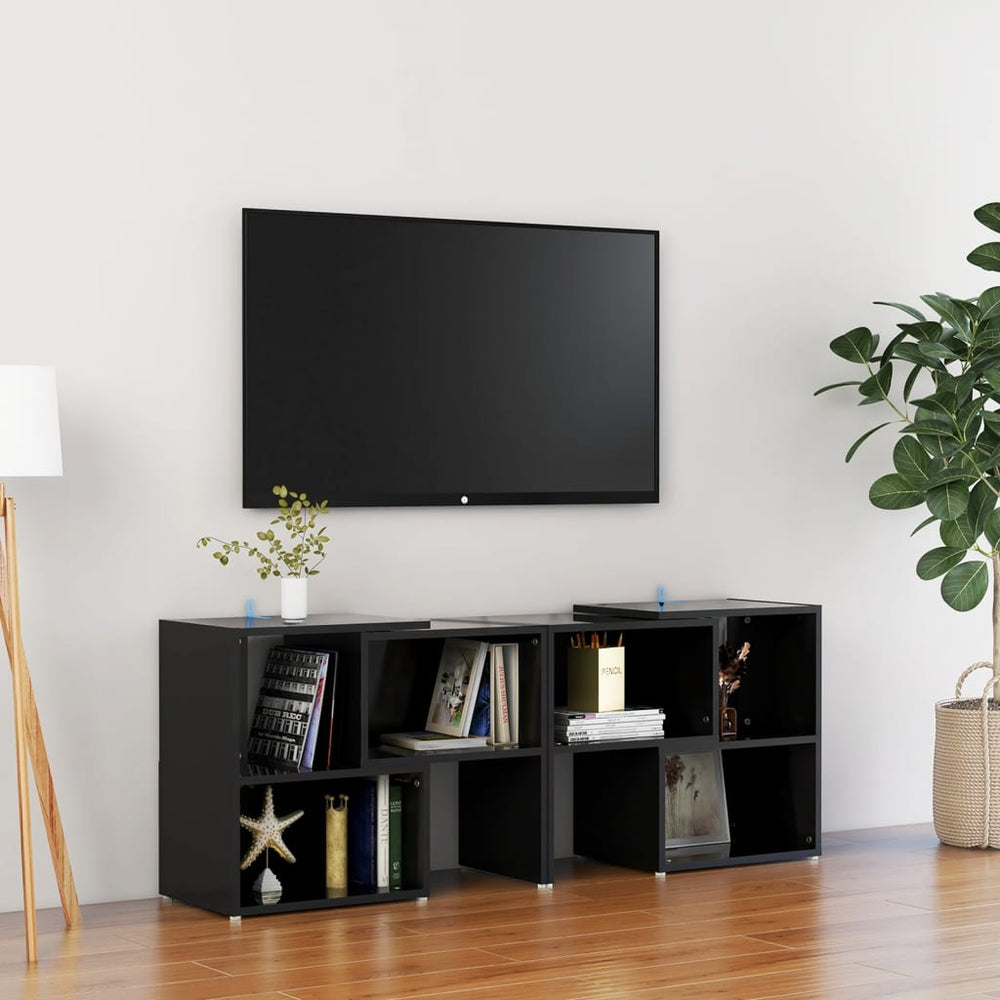 vidaXL Meuble TV Noir brillant 104x30x52 cm Aggloméré