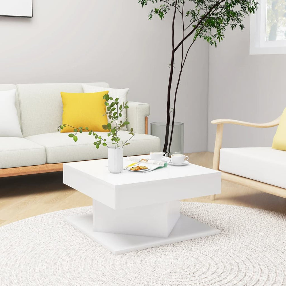 vidaXL Table basse blanc 57x57x30 cm Bois d'ingénierie