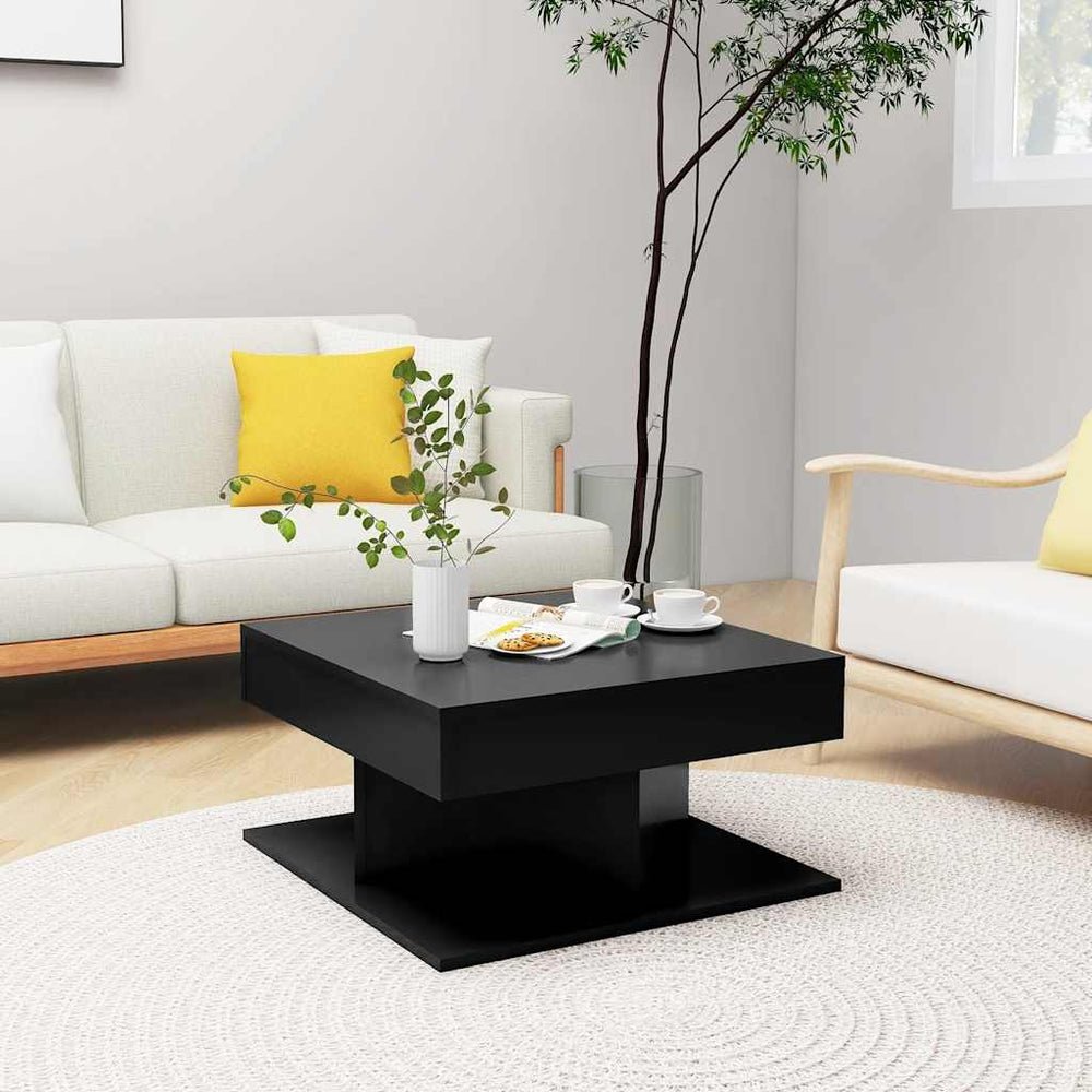 vidaXL Table basse noire 57x57x30 cm en bois d'ingénierie