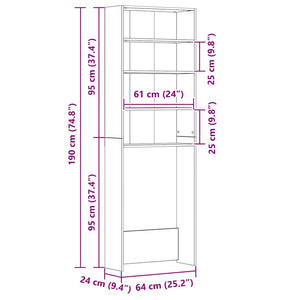 Waschmaschinenschrank Weiß 64x24x190cm