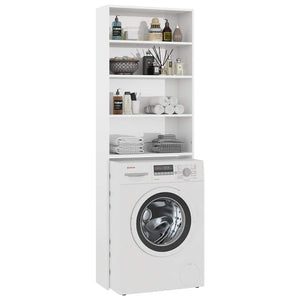 Waschmaschinenschrank Hochglanz Weiß 64x24x190 cm