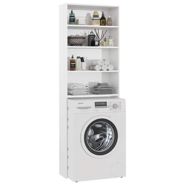 Waschmaschinenschrank Hochglanz Weiß 64x24x190 cm