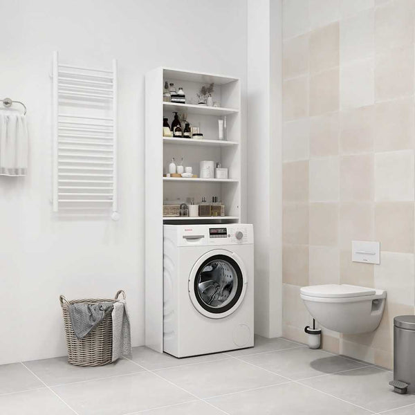 Waschmaschinenschrank Hochglanz Weiß 64x24x190 cm