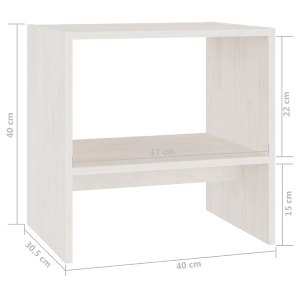 Nachttische 2er Set, Kiefer Massivholz, Weiß