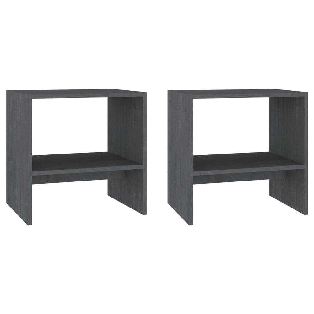 vidaXL Nightstands 2 pcs. Gray 40x30.5x40 cm Solid Pine Wood