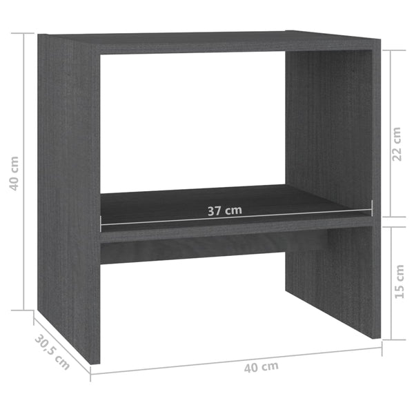 vidaXL Tables de chevet 2 pcs Gris 40x30,5x40 cm Bois de pin massif