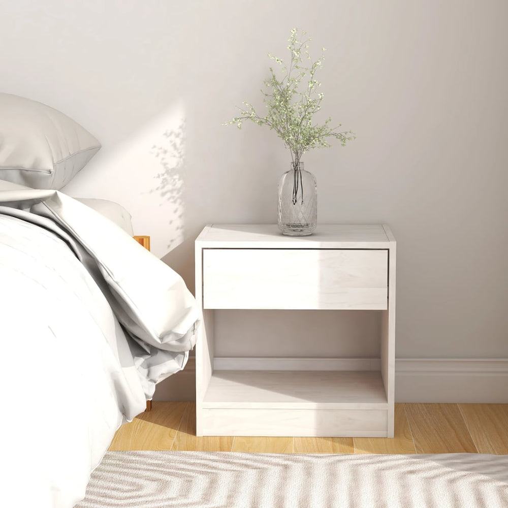 vidaXL Nightstand White 40x31x40 cm Solid Pine Wood