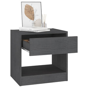 2er Set Graue Nachttische Kiefer Massivholz