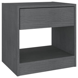 2er Set Graue Nachttische Kiefer Massivholz