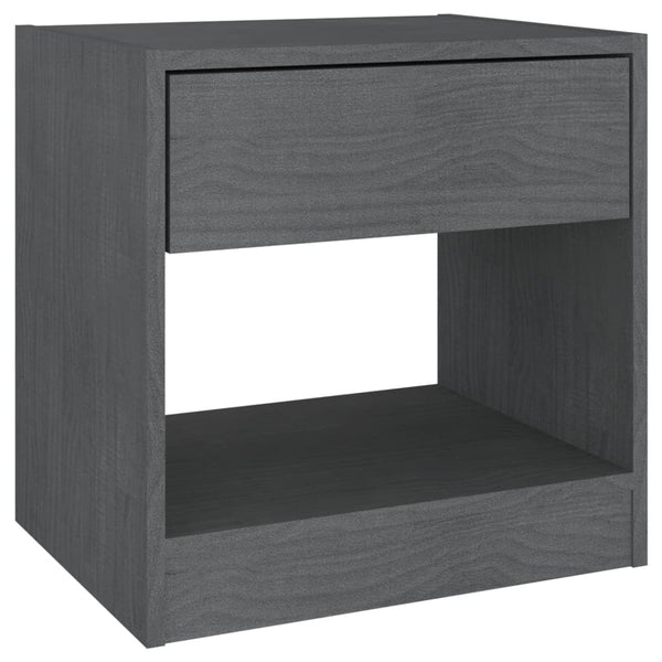 2er Set Graue Nachttische Kiefer Massivholz