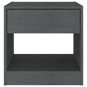 2er Set Graue Nachttische Kiefer Massivholz