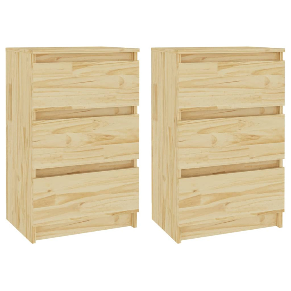 vidaXL Nightstands 2 pcs. 40x29.5x64 cm Solid Pine Wood