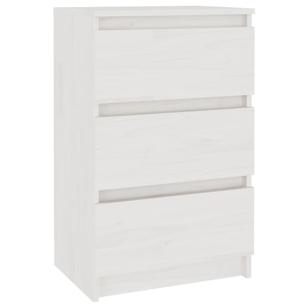 vidaXL Nightstand White 40x29.5x64 cm Solid Pine Wood