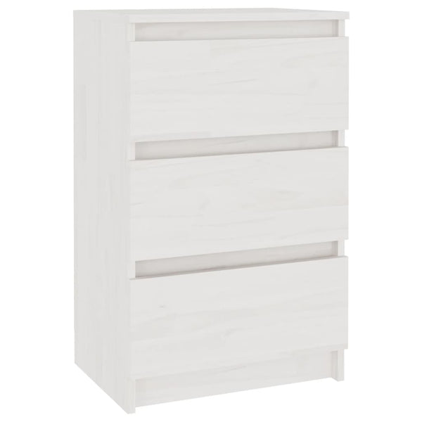 Weißer Nachttisch Kiefer Massivholz 40 cm