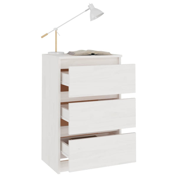 Weißer Nachttisch Kiefer Massivholz 40 cm