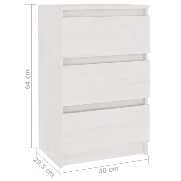 Weißer Nachttisch Kiefer Massivholz 40 cm