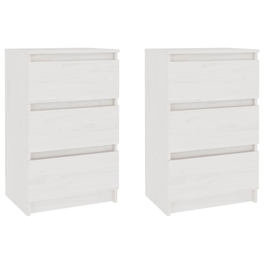 vidaXL Nightstands 2 pcs White 40x29.5x64 cm Solid Pine Wood