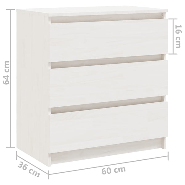 Nachtschrank Weiß Kiefer Massivholz 60cm