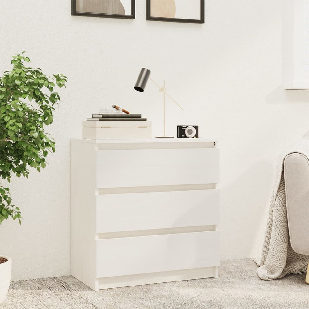 vidaXL Nightstand White 60x36x64 cm Solid Pine Wood