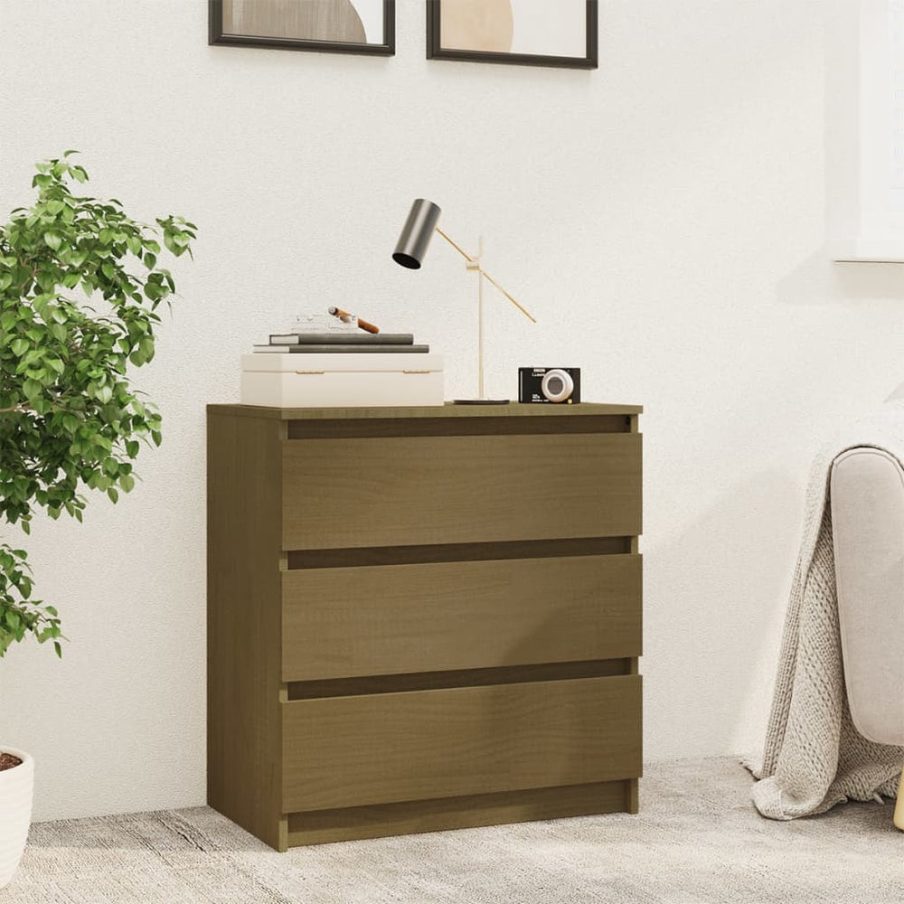 vidaXL Nightstand Honey Brown 60x36x64 cm Solid Pine Wood