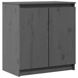 Grauer Beistellschrank Kiefer Massivholz 60cm