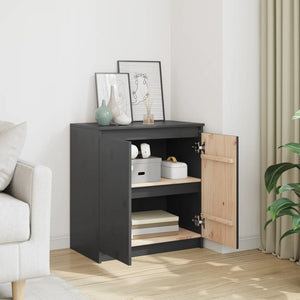 Grauer Beistellschrank Kiefer Massivholz 60cm