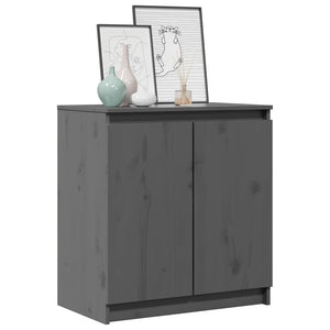 Grauer Beistellschrank Kiefer Massivholz 60cm