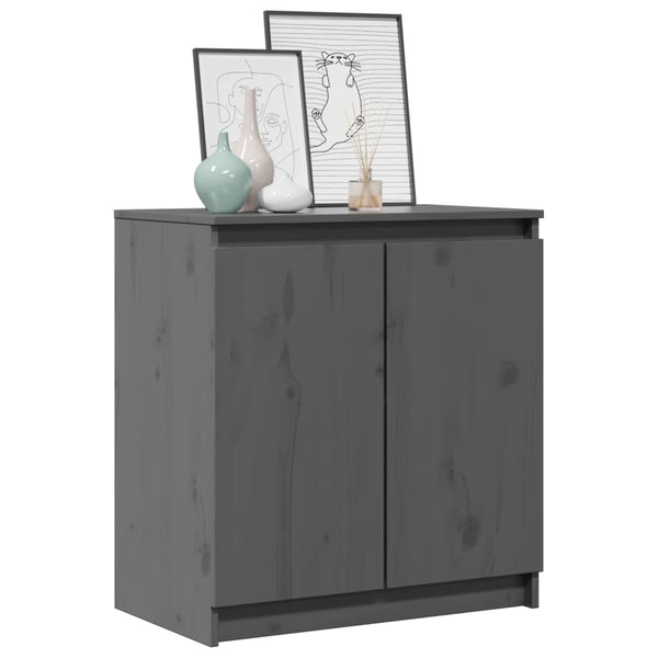 Grauer Beistellschrank Kiefer Massivholz 60cm