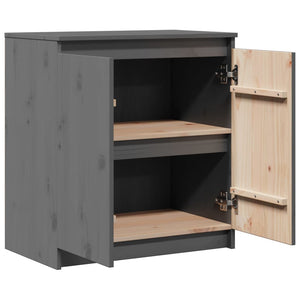 Grauer Beistellschrank Kiefer Massivholz 60cm