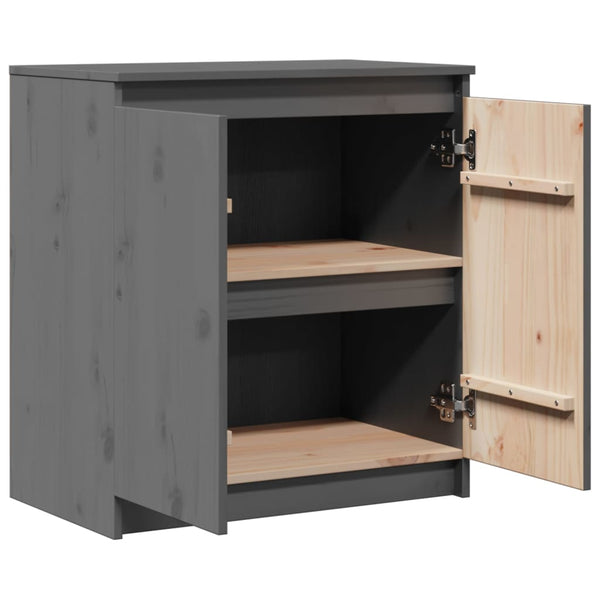 Grauer Beistellschrank Kiefer Massivholz 60cm
