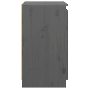 Grauer Beistellschrank Kiefer Massivholz 60cm