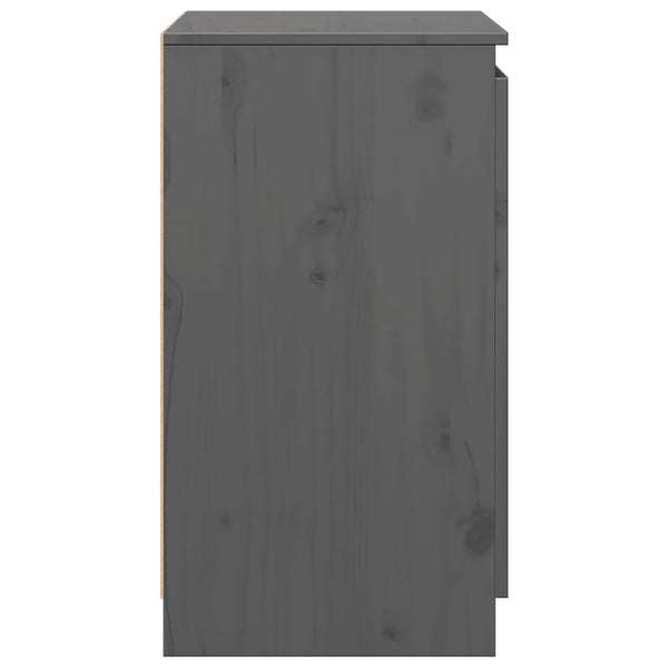 Grauer Beistellschrank Kiefer Massivholz 60cm