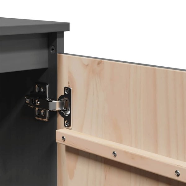 Grauer Beistellschrank Kiefer Massivholz 60cm