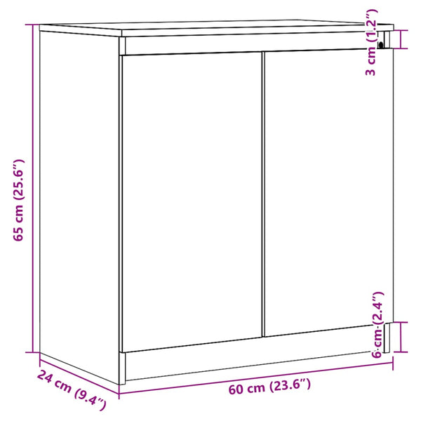 Grauer Beistellschrank Kiefer Massivholz 60cm