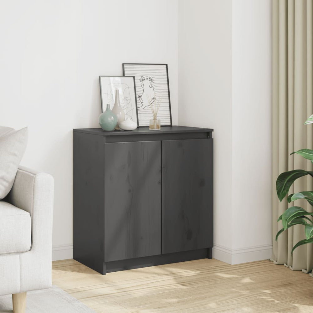 vidaXL Side Cabinet Grey 60x36x65 cm Solid Pine Wood
