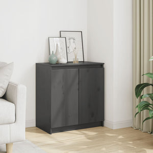 Grauer Beistellschrank Kiefer Massivholz 60cm