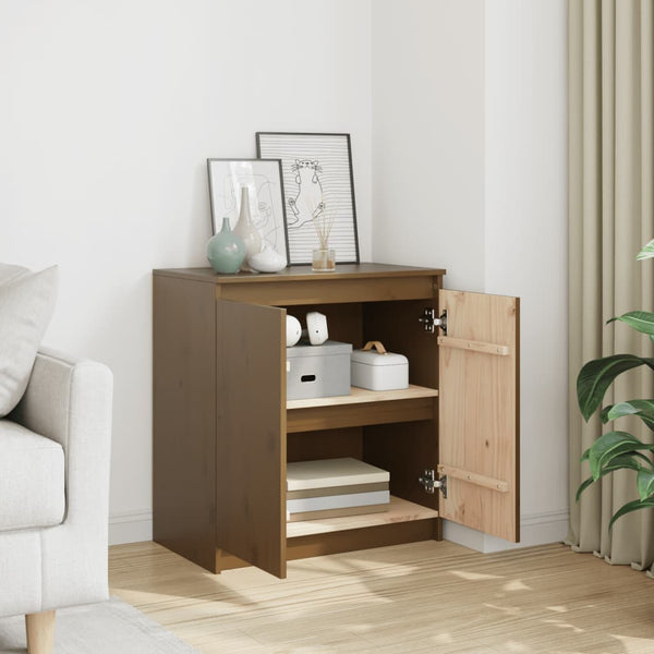 vidaXL Meuble d'appoint marron miel 60x36x65 cm Bois de pin massif